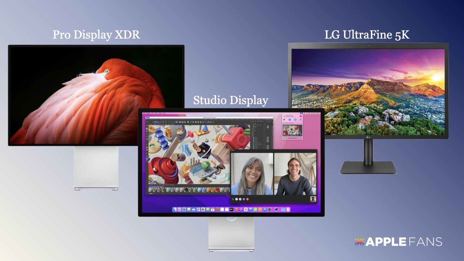 Apple Studio Display 、Pro Display XDR 和 LG UltraFine 5K