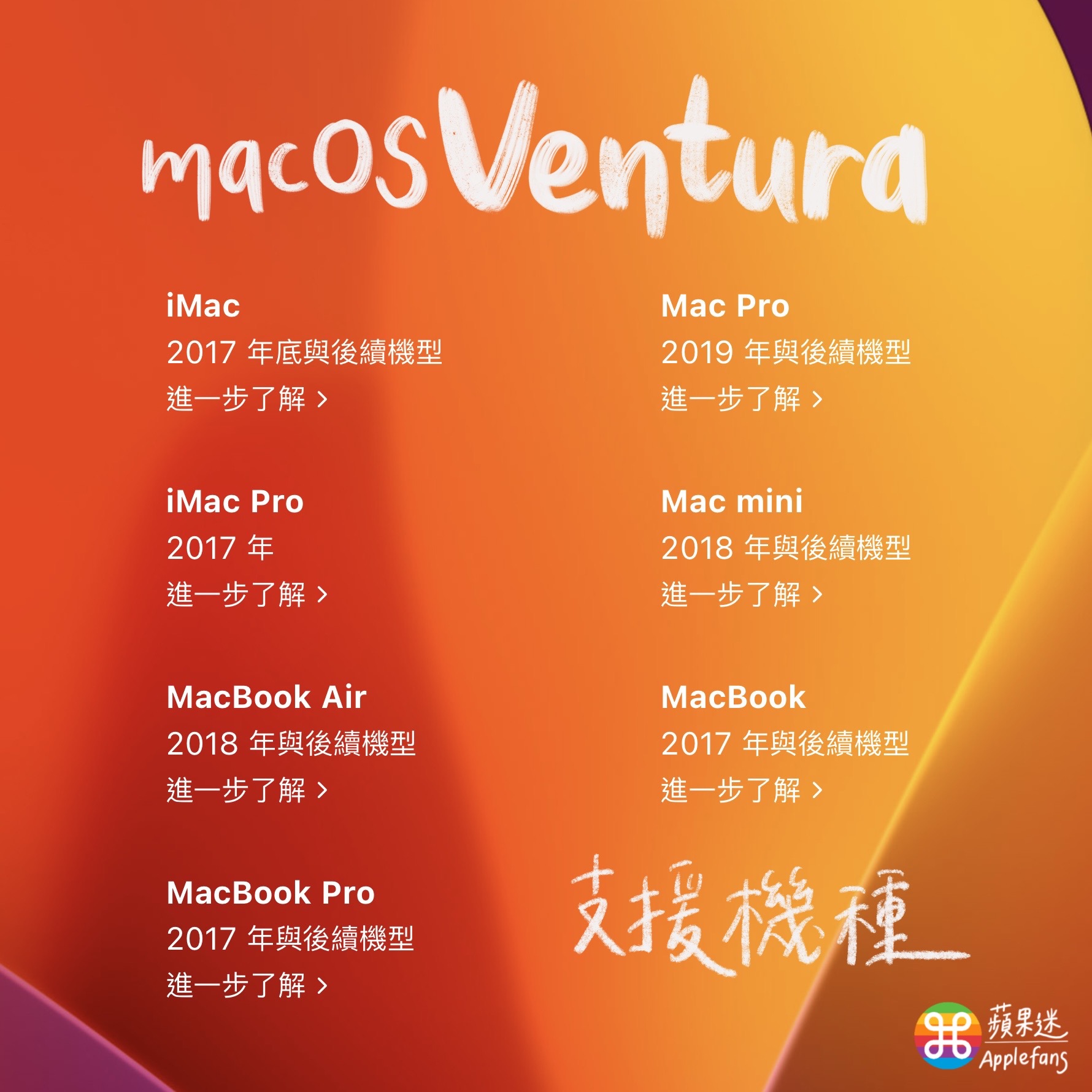macOS 13 裝置需求