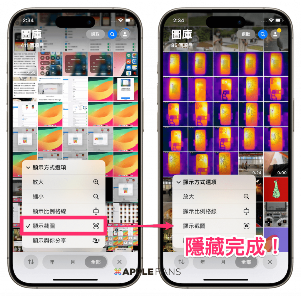 iOS 18 螢幕截圖隱藏